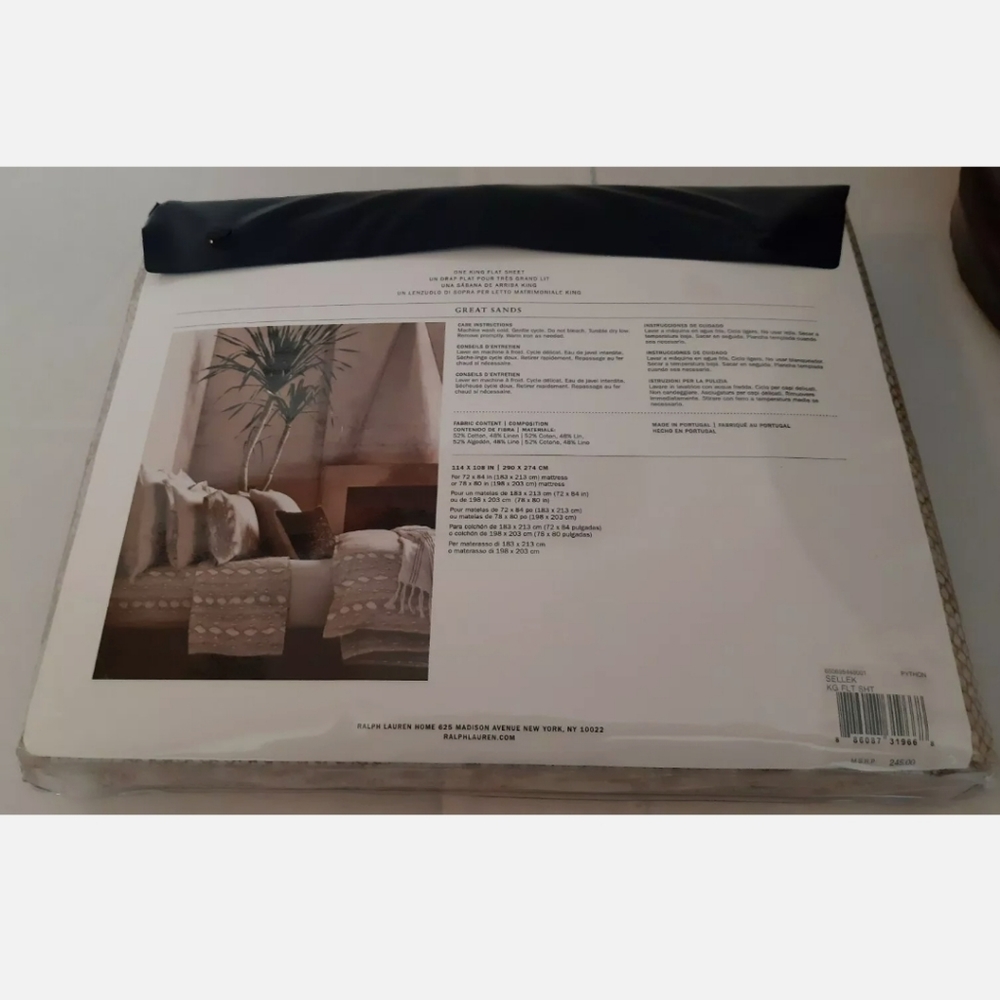 RALPH LAUREN SELLEK King Flat Sheet PYTHON Great Sands Collection MSRP$245 - Picture 4 of 8